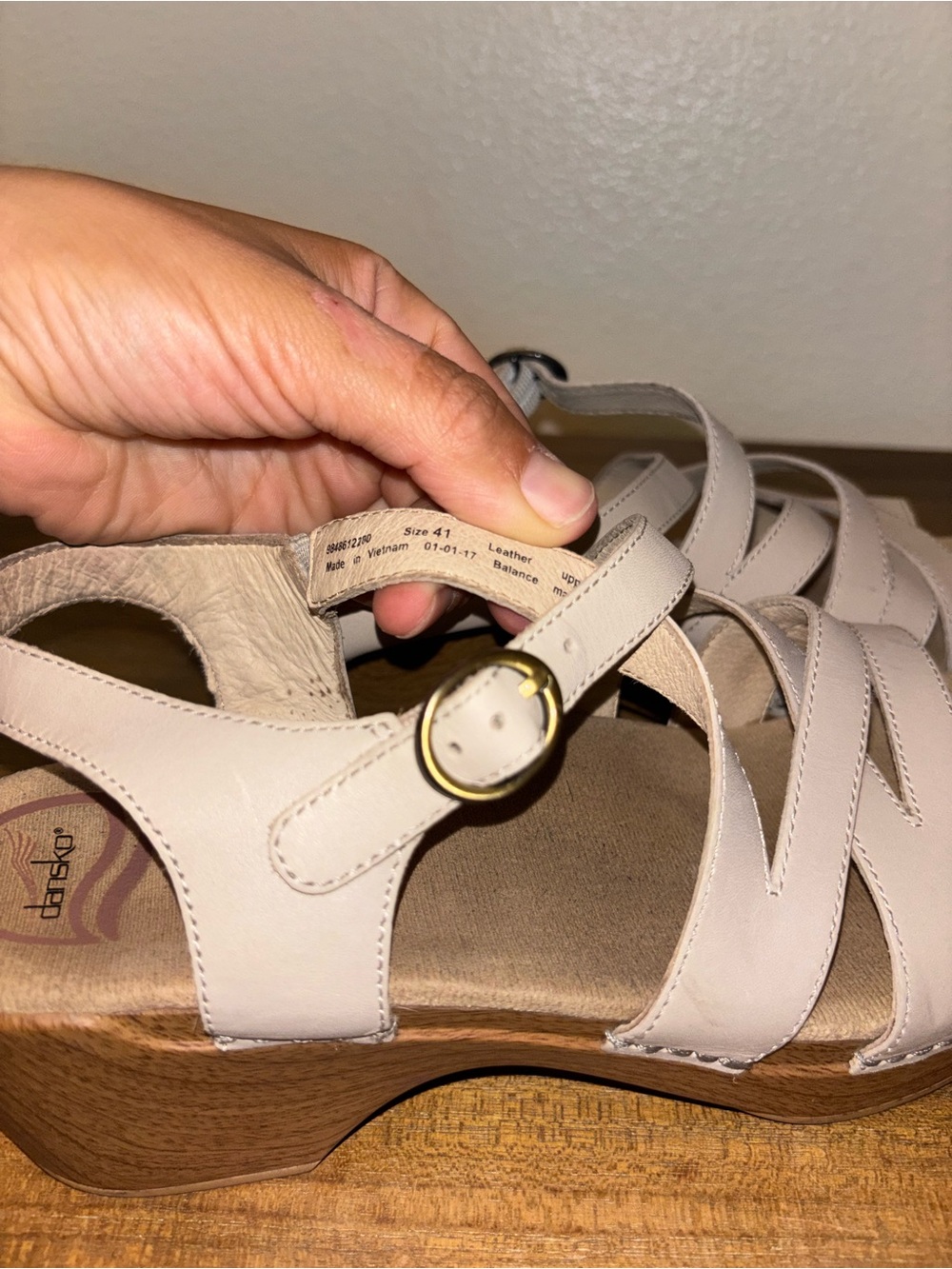 Dansko Women's Strappy Platform Sandals in Light Taupe - Picture 5 of 6